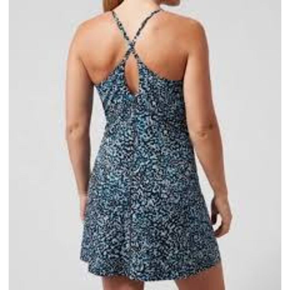 NWT Athleta Infinity Dress Women's Size Small Blue Leopard Built-in Shorts - Picture 2 of 6